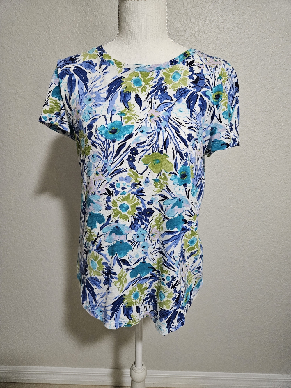 Women's Floral Short-Sleeve Tee - Blue & Green